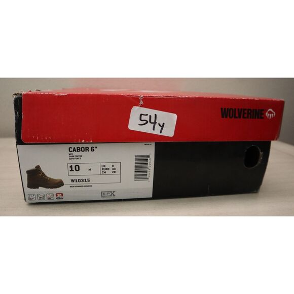 Wolverine W10315 Men's Sz 10M Dark Brown Cabor Waterproof 6" Work Boots - Picture 2 of 16